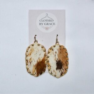 Cowhide Leather Drop Earrings